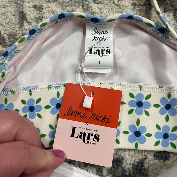 Lime Ricki Blue and Green Floral Bikini Top - Picture 3 of 7